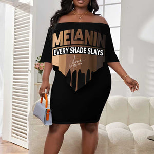 Every Shade Slays Melanin Off Shoulder Short Dress African Signature