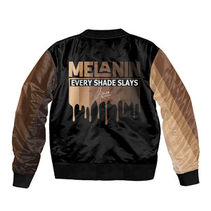 Every Shade Slays Melanin Sleeve Zip Bomber Jacket African Signature