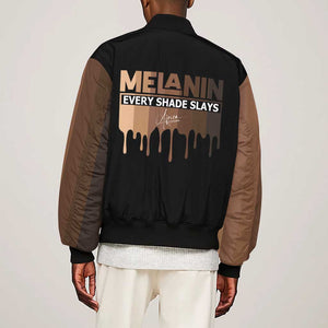 Every Shade Slays Melanin Sleeve Zip Bomber Jacket African Signature