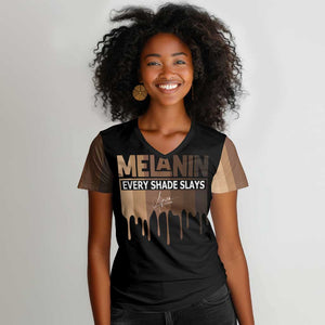 Every Shade Slays Melanin Women V-Neck T-Shirt African Signature