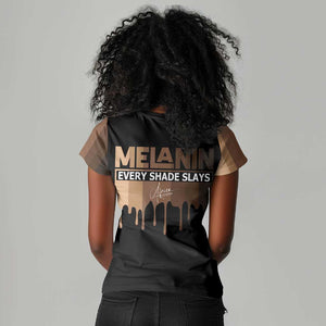 Every Shade Slays Melanin Women V-Neck T-Shirt African Signature