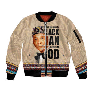 The Most Honorable Elijah Muhammad Sleeve Zip Bomber Jacket Black Man