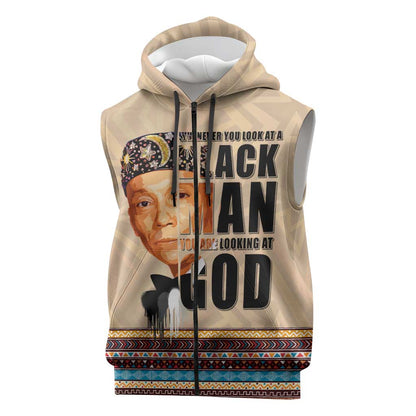 The Most Honorable Elijah Muhammad Sleeveless Zip Hoodie Black Man - African Pride