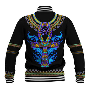 Egyptian Ankh Golden Blue Fire Baseball Jacket DT02