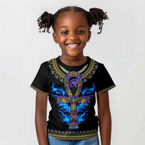 Egyptian Ankh Golden Blue Fire Kid T shirt