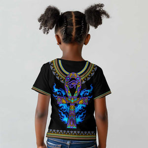 Egyptian Ankh Golden Blue Fire Kid T shirt