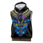 Egyptian Ankh Golden Blue Fire Sleeveless Zip Hoodie - African Pride