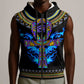 Egyptian Ankh Golden Blue Fire Sleeveless Zip Hoodie - African Pride