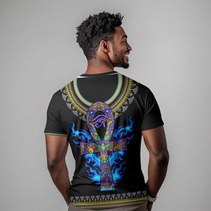 Egyptian Ankh Golden Blue Fire T shirt