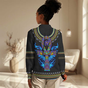 Egyptian Ankh Golden Blue Fire Women Casual Shirt