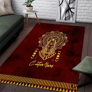 Personalized Anubis Area Rug Ancient Egyptian Pattern In Red