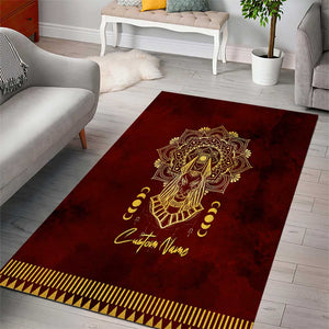 Personalized Anubis Area Rug Ancient Egyptian Pattern In Red