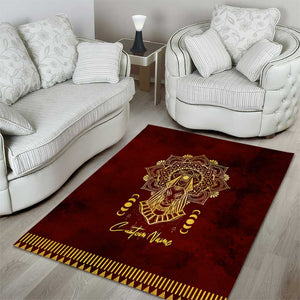 Personalized Anubis Area Rug Ancient Egyptian Pattern In Red