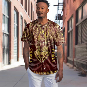 Personalized Anubis Baseball Jersey Ancient Egyptian Pattern In Red