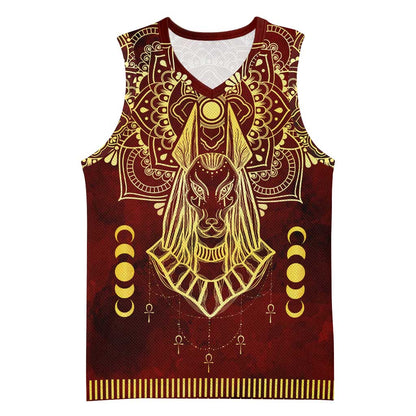 Personalized Anubis Basketball Jersey Ancient Egyptian Pattern In Red DT02