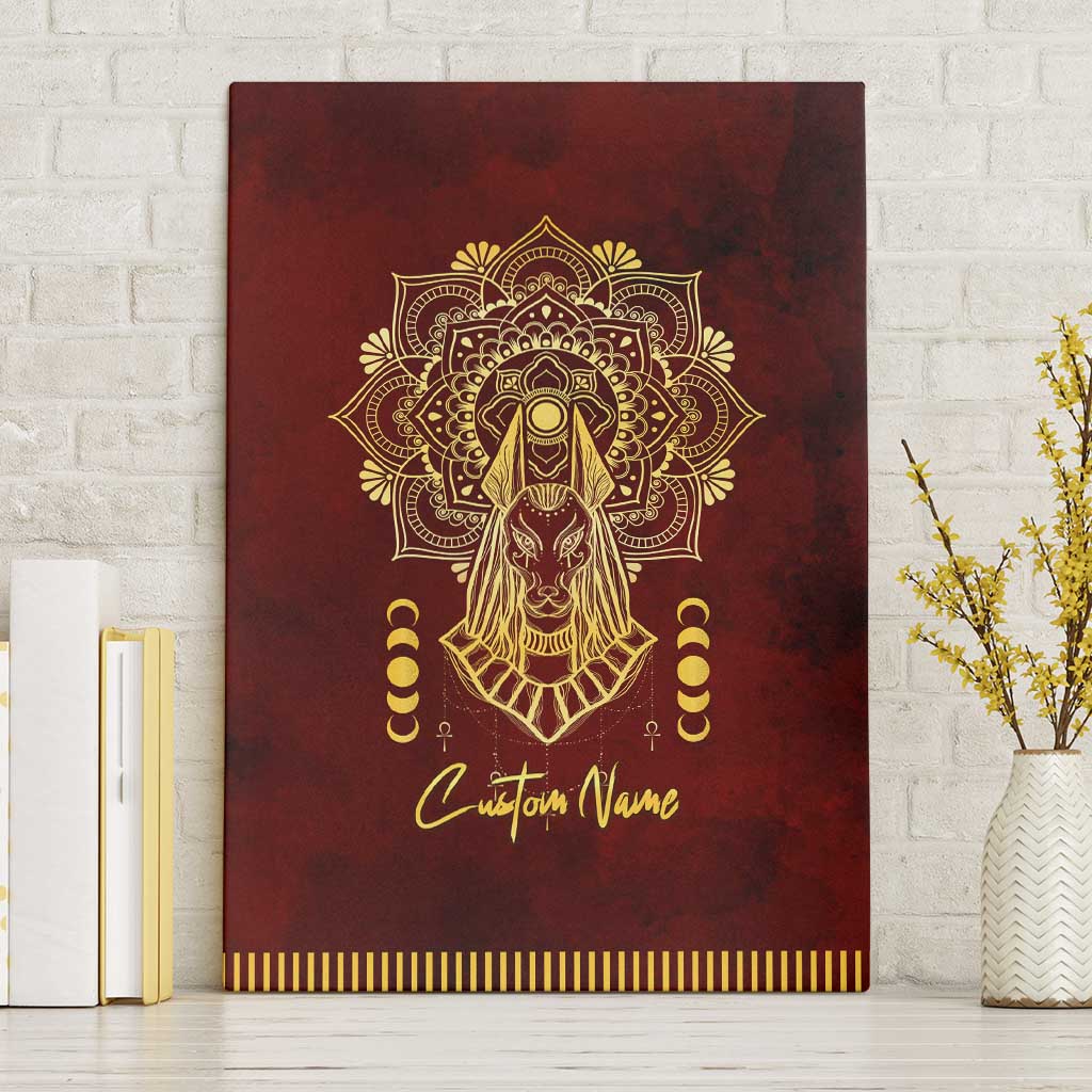 Personalized Anubis Canvas Wall Art Ancient Egyptian Pattern In Red