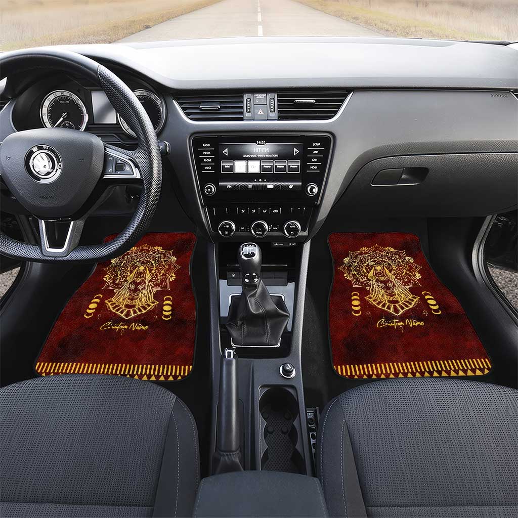 Personalized Anubis Car Mats Ancient Egyptian Pattern In Red