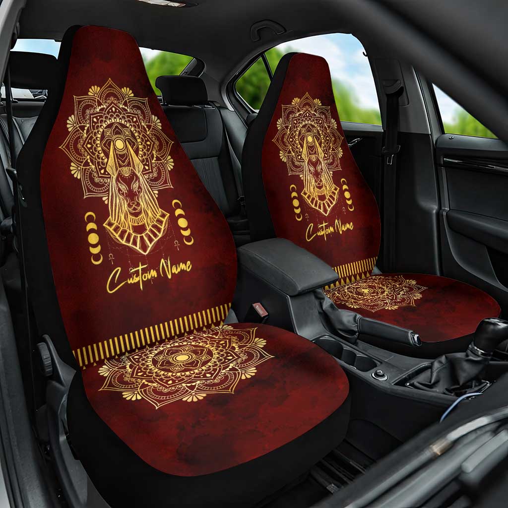 Personalized Anubis Car Seat Cover Ancient Egyptian Pattern In Red