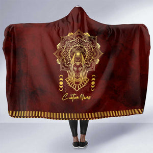 Personalized Anubis Hooded Blanket Ancient Egyptian Pattern In Red