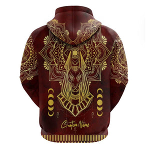 Personalized Anubis Hoodie Ancient Egyptian Pattern In Red