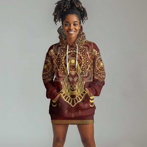 Personalized Anubis Hoodie Dress Ancient Egyptian Pattern In Red