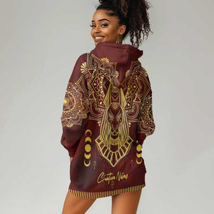 Personalized Anubis Hoodie Dress Ancient Egyptian Pattern In Red