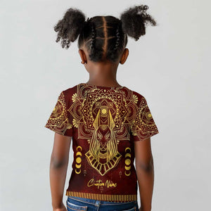 Personalized Anubis Kid T shirt Ancient Egyptian Pattern In Red