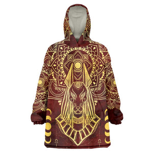 Personalized Anubis KId Wearable Blanket Hoodie Ancient Egyptian Pattern In Red