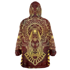 Personalized Anubis KId Wearable Blanket Hoodie Ancient Egyptian Pattern In Red