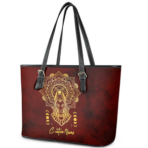 Personalized Anubis Leather Tote Bag Ancient Egyptian Pattern In Red