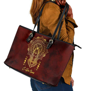 Personalized Anubis Leather Tote Bag Ancient Egyptian Pattern In Red