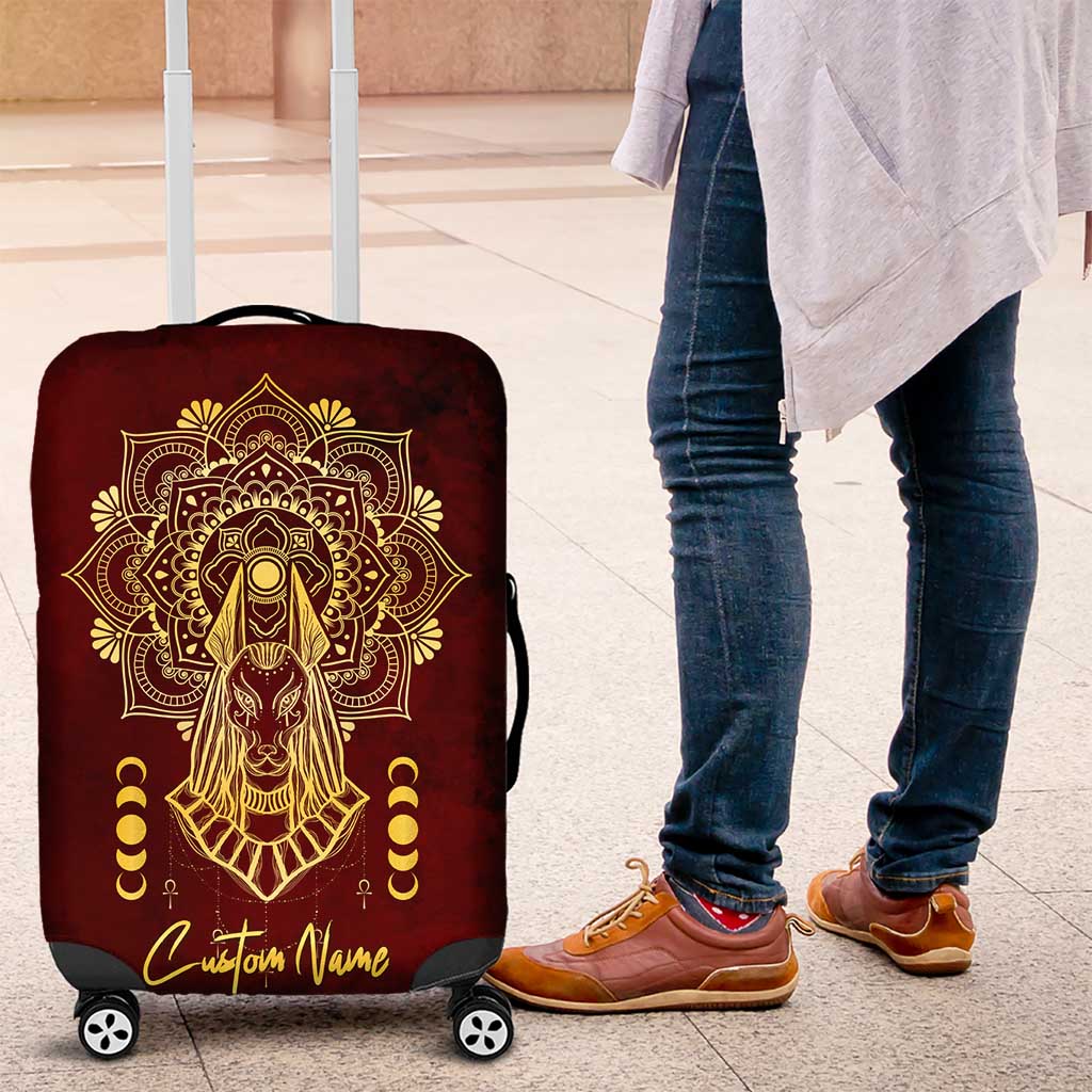 Personalized Anubis Luggage Cover Ancient Egyptian Pattern In Red