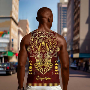 Personalized Anubis Men Tank Top Ancient Egyptian Pattern In Red