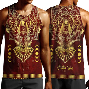 Personalized Anubis Men Tank Top Ancient Egyptian Pattern In Red