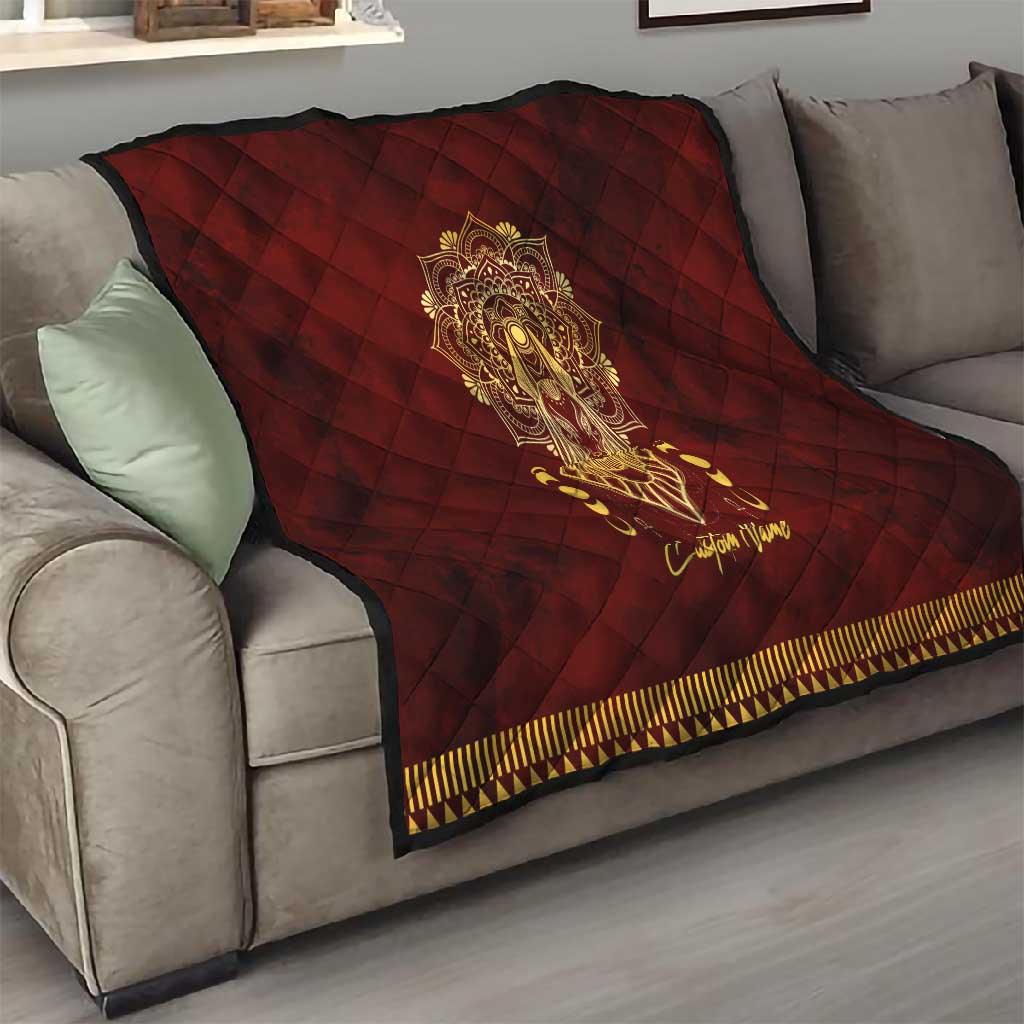 Personalized Anubis Quilt Ancient Egyptian Pattern In Red