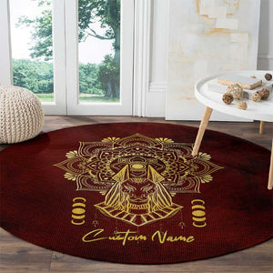 Personalized Anubis Round Carpet Ancient Egyptian Pattern In Red