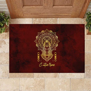 Personalized Anubis Rubber Doormat Ancient Egyptian Pattern In Red