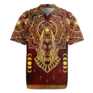 Personalized Anubis Rugby Jersey Ancient Egyptian Pattern In Red