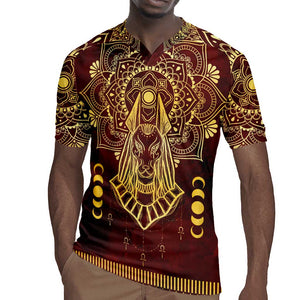 Personalized Anubis Rugby Jersey Ancient Egyptian Pattern In Red