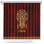 Personalized Anubis Shower Curtain Ancient Egyptian Pattern In Red
