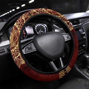 Anubis Steering Wheel Cover Ancient Egyptian Pattern In Red