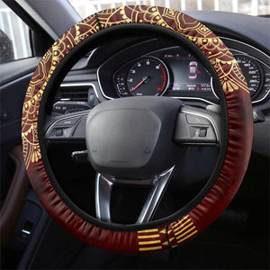 Anubis Steering Wheel Cover Ancient Egyptian Pattern In Red