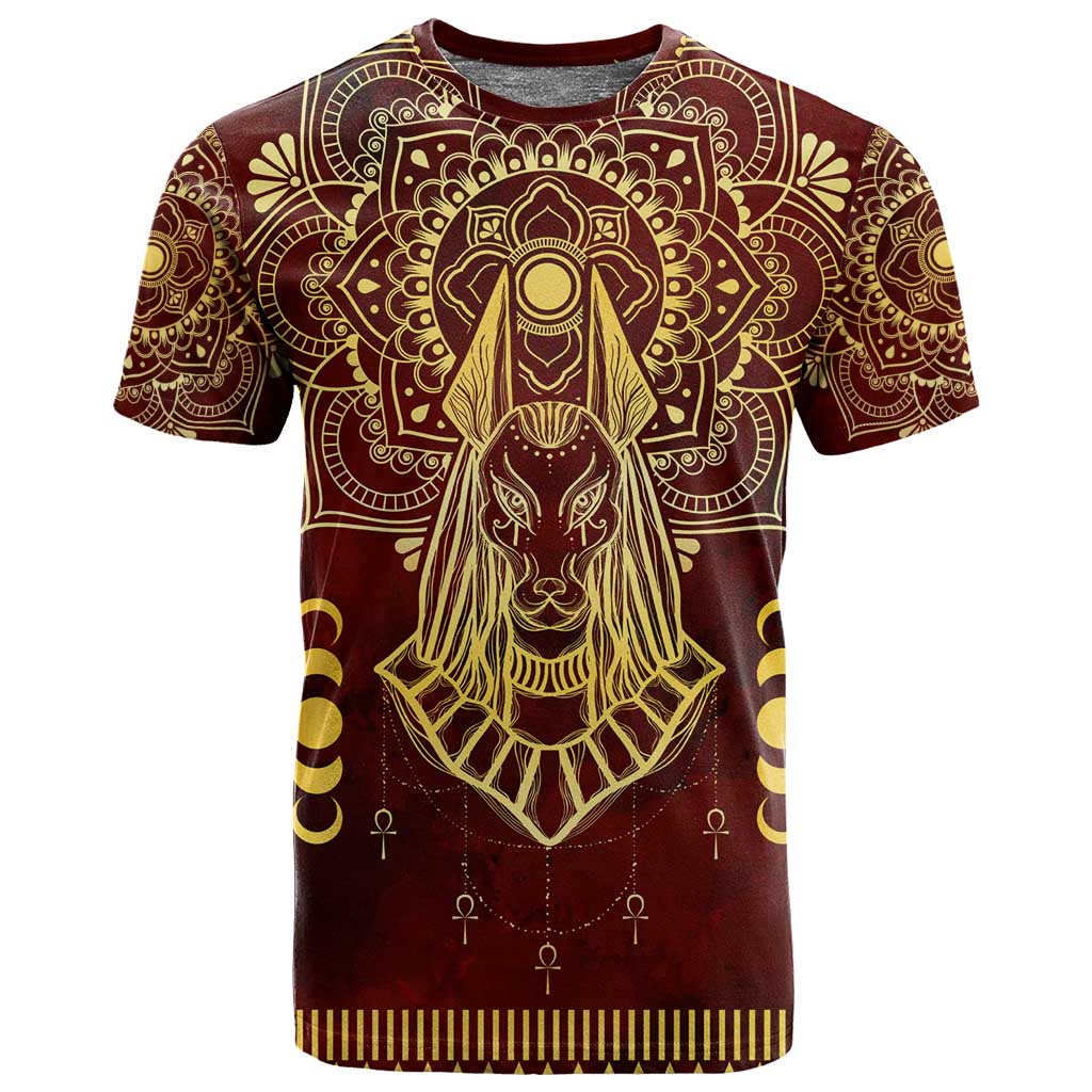 Personalized Anubis T shirt Ancient Egyptian Pattern In Red