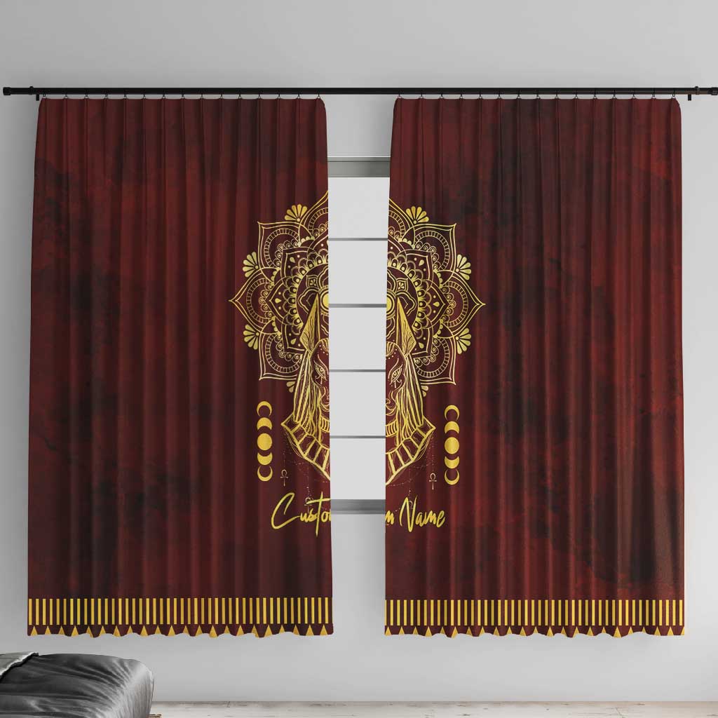 Personalized Anubis Window Curtain Ancient Egyptian Pattern In Red