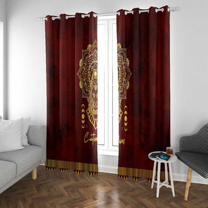 Personalized Anubis Window Curtain Ancient Egyptian Pattern In Red