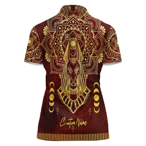 Personalized Anubis Women Polo Shirt Ancient Egyptian Pattern In Red