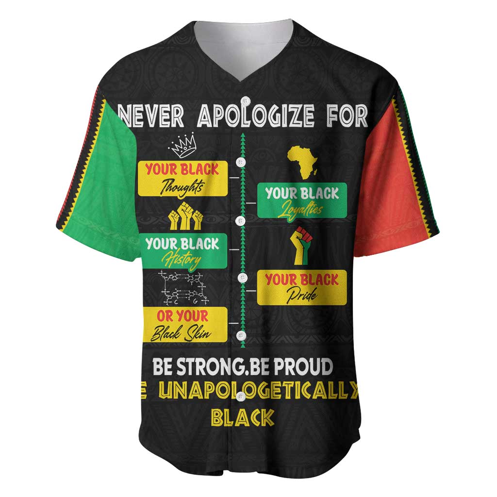 Never Apologize For Your Pride Baseball Jersey African Black History