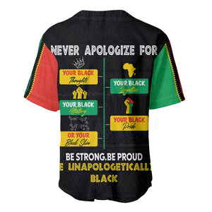 Never Apologize For Your Pride Baseball Jersey African Black History