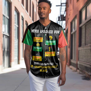 Never Apologize For Your Pride Baseball Jersey African Black History