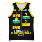 Never Apologize For Your Pride Basketball Jersey African Black History DT02
